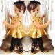 Girl's Gold Peplum Top & Legging Set - FREE HEADBAND INCLUDED! 